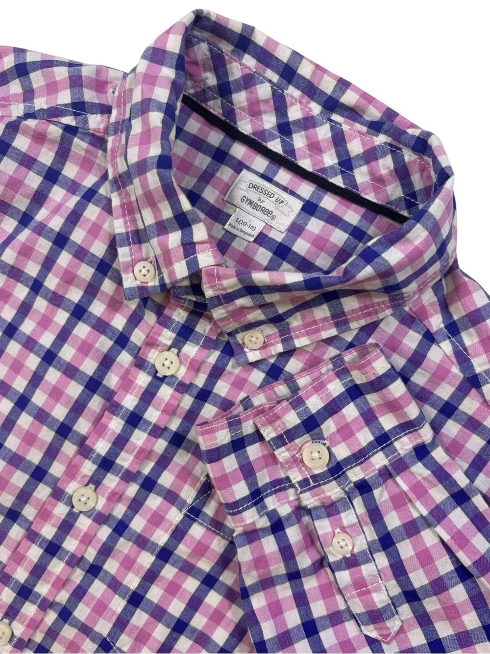 Dressed Up By Gymboree Pink & Blue Check Button-Down Shirt